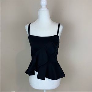 NWT Susana Monaco Revolve Ruffle Tank Top Black S